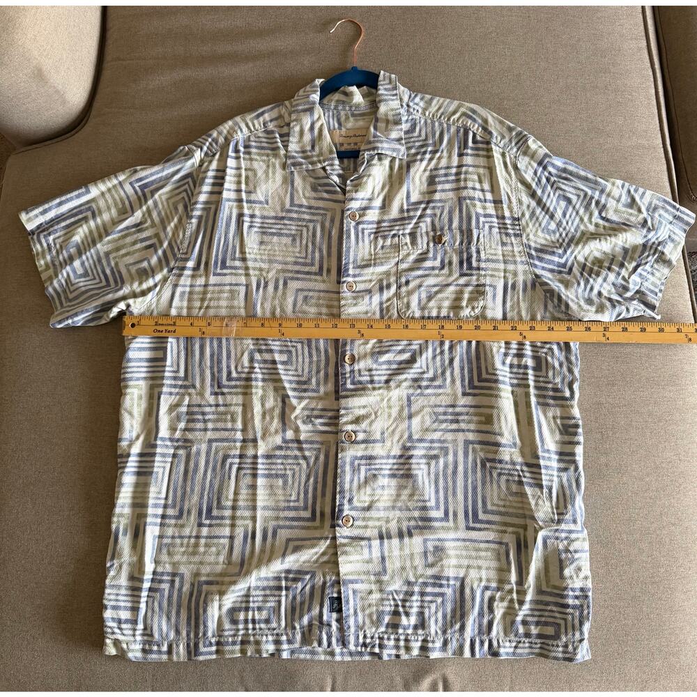 Tommy Bahama 100% Silk Original Fit Shirt - Geometric Square Print - Men's XL